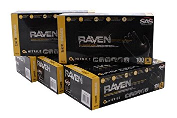 SAS66519 SAS Safety Raven Powder Free Black Nitrile Gloves - X Large (5 pack)