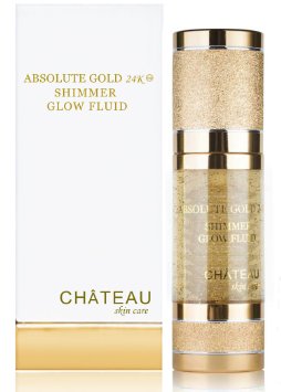 ABSOLUTE GOLD 24K SHIMMER GLOW FLUID 24 Karat Gold SILK PEPTIDES and HYALURONIC Acid Excellent for all skin types 1 floz-30 ml