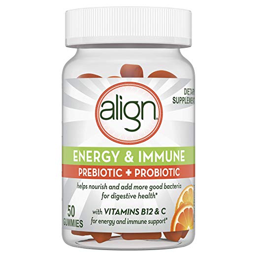 Align Energy & Immune Prebiotic   Probiotic Supplement Gummies, Citrus Flavored, 50 Count