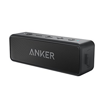 Anker SoundCore 2 Portable Bluetooth Speaker with Better Bass, 24-Hour Playtime, 66ft Bluetooth Range, IPX5 Water Resistance & Built-in Mic — Dual-Driver Wireless Speaker for iPhone, Samsung etc