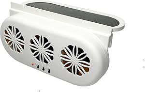 Car Window Fan Solar Fan For Car 2024 Update Solar-Powered Car Window Exhaust Fan with 3 Air Outlet, Solar Ventilation for Vehicle, Solar Car Window Vent Fan for Most Models of Cars (White)