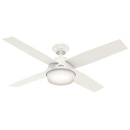 Hunter 59252 Contemporary Dempsey Damp Fresh White Ceiling Fan with Light & Remote, 52"