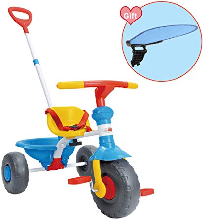 ChromeWheels Kids' Tricycle with Canopy, Pushing Handle and Grow-with Head for 1-3 Years Old Toddler