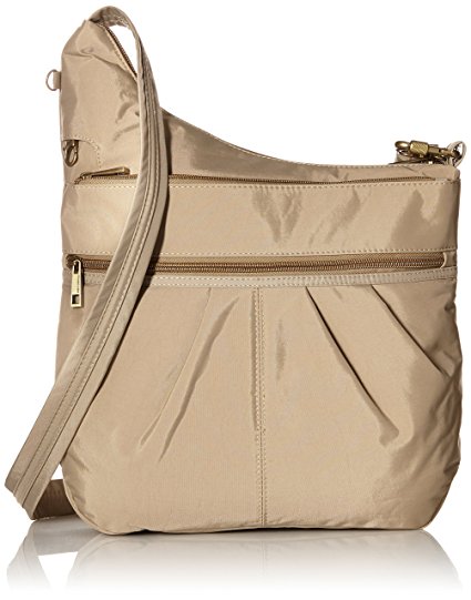 Travelon Anti-Theft Signature 3 Compartment Crossbody Straight Pocket Shoulder Bag