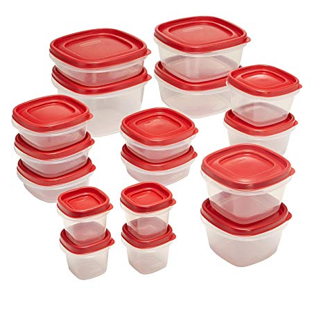 Rubbermaid Easy Find Lids 34-Piece Food Storage Container Set, Red