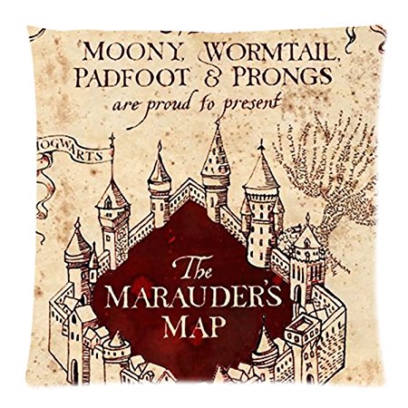 Harry Potter The Marauder's Map Hogwarts Castle Custom Design Pillowcase Pillow Sham Throw Pillow Cushion Case Cover Two Sides Printed 18x18 Inches