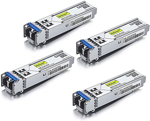 1.25G SFP Transceiver 1000Base-LX, 1310nm SMF, up to 10 km, Compatible with Cisco GLC-LH-SMD/GLC-LH-SM/SFP-GE-L, Meraki MA-SFP-1GB-LX10, Ubiquiti UF-SM-1G, Mikrotik, Pack of 4