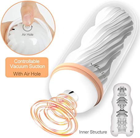 Vacuum Male Masturbator Cup with Suction Control, CHEVEN 3D Realistic Vagina Textured Portable Pocket Pussy Stroker Male Masturbation Cup Massager,Sleeve Stroker Adult Oral Blowjob Sex Toys for Men