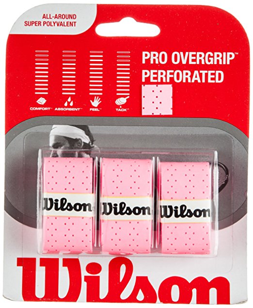 Wilson Sporting Goods Pro Perforated Tennis Racket Grip (Pack of 3), Pink