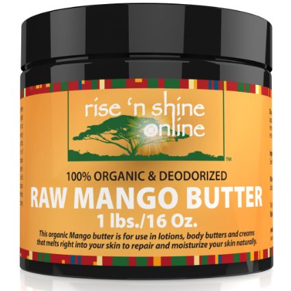 Raw Mango Butter (16 oz) with RECIPE EBOOK - Perfect for All Your DIY Home Recipes like Soap Making, Lotion, Shampoo, Lip Balm and Hand Cream - Bulk Organic Unrefined Mango Butter is Great for Scars