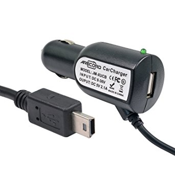 ARECORD JM-XUCB 2.1A Mini USB Car Charger with Extra USB Port (Black)