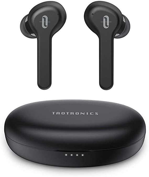 True Wireless Earbuds, TaoTronics SoundLiberty 53 [2020 Upgrade] with Built-in Mic, 50H Playtime, IPX7 Waterproof, Smart Touch Control, Enhanced Bass, Single/Twin Mode, Home Office