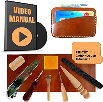 Leather Tools for DIY Leather Project | The Leather Sewing Kit Includes the Required Leather Working Tools, Veg Tan Leather and Video Instructions | Best gift for men, dad gifts