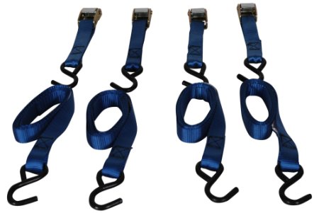 Highland (9210600) 6' Blue Cambuckle Tie Down with Hooks - 4 piece