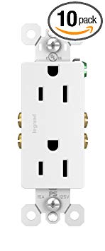 Legrand - Pass & Seymour radiant 885WCP8 15 Amp Duplex Outlet, 10-Pack, White