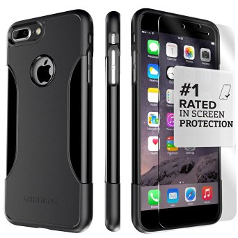 iPhone 7 Plus Case, (Black) SaharaCase Protective Kit Bundle with [ZeroDamage Tempered Glass Screen Protector] Rugged Protection Anti-Slip Grip [Shockproof Bumper] Slim Fit - Black