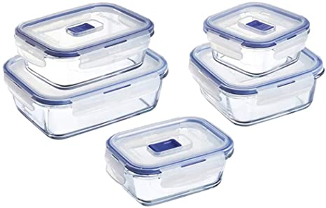Luminarc Pure Box Active Glass Food Storage Container with Sliding Vent Lid (10 Piece Set)