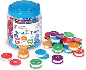 Learning Resources Mini Number Treats, 40 Pieces, Ages 3 , Cookies Toys, Counting and Colors Recognition, Fine Motor Skills Toys, Montessori Toys for Kids