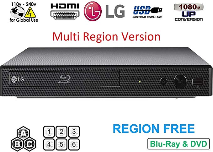 LG BP Region Free Blu-ray Player, Multi Region Smart 110-240 Volts, Dynastar 6 Foot HDMI Bundle