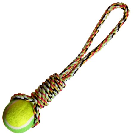 WAF 14" Rope Tug Toy with a Tinnes Ball Dog Chew Toy