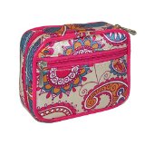 Womens Pill and Vitamin Organizer Travel Pouch with Pattern Cover Pink