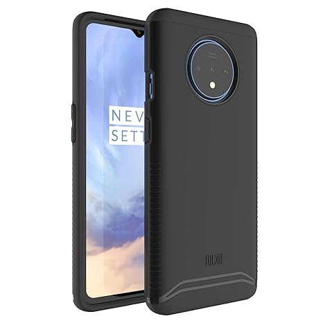 TUDIA DualShield Designed for OnePlus 7T Back Cover (2019), [Merge] Shockproof Military Grade Heavy Duty Dual Layer Slim Protective Phone Back Cover - Matter Black