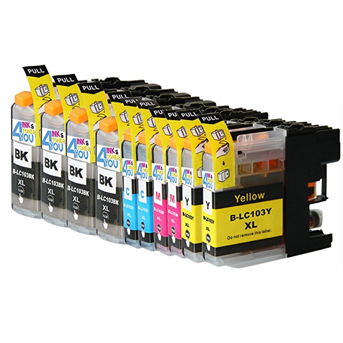 10 Pack - Compatible Ink Cartridges for Brother LC-103 LC-101 LC-103XL LC-103BK LC-103C LC-103M LC-103Y Inkjet Cartridge Compatible With Brother DCP-J152W MFC-J245 MFC-J285DW MFC-J4310DW MFC-J4410DW MFC-J450DW MFC-J4510DW MFC-J4610DW MFC-J470DW