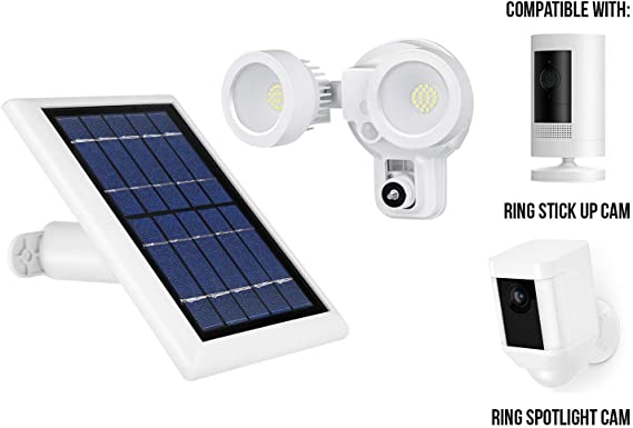 Wasserstein Bundle - Ring White Solar Panel & White 3-in-1 Floodlight, Charger and Mount Compatible with Ring Stick Up Cam Battery & Ring Spotlight Cam Battery ONLY