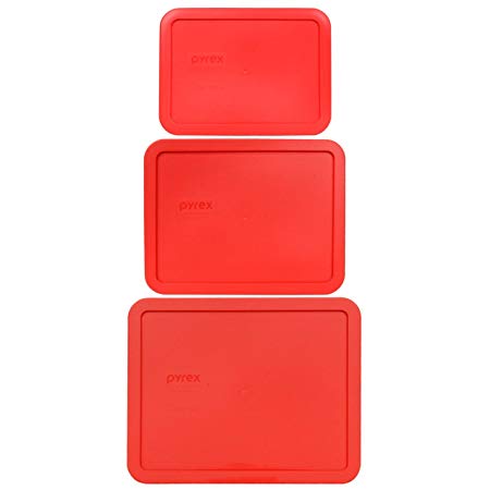 Pyrex (1) 7212-PC 11 Cup (1) 7211-PC 6 Cup (1) 7210-PC 3 Cup Red Food Storage Lids - 3 Pack