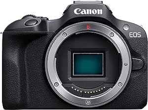 Canon EOS R100 Mirrorless Camera, RF Mount, 24.1 MP, DIGIC 8 Image Processor, Continuous Shooting, Eye Detection AF, Full HD Video, 4K, Small, Lightweight, Wi-Fi, Bluetooth, Content Creation