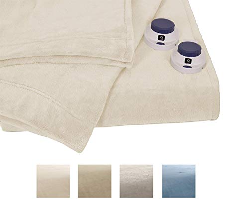 Serta | Luxe Plush Fleece Heated Electric Throw with Safe & Warm Low-Voltage Technology, (Full, Cloud)