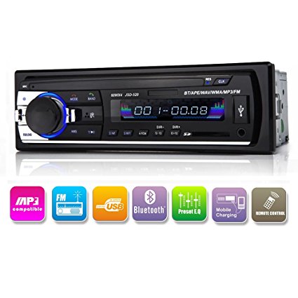 Digital Car Stereo - Single-Din Car Stereo Bluetooth In Dash with Remote Control - Receivers USB/SD/Audio - MP3 Player/FM Radio by Kidcia