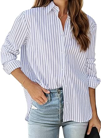 Zeagoo Womens Shirts Button Down Printed Lantern Long Sleeve Blouse Fashion Casual Tops 2024