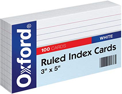 Oxford Ruled Index Cards, 3" x 5", White, 100-Pack (31)