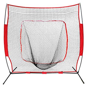 ZENY 7' x 7' Baseball Softball Practice Hitting Pitching Batting Net with Bow Frame,Carry Bag,Great for All Skill Levels