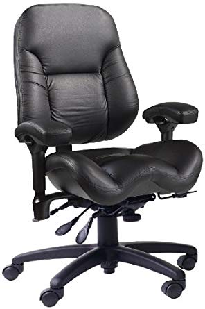 BodyBilt J2502 Black Ultraleather High Back Task Ergonomic Chair with Arms, 22" Length x 21.50" Width Backrest, 23" Width Seat, Grade 4