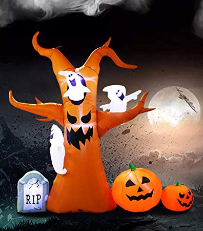 inslife 8 x 8 Ft Inflatable Halloween Tree with Ghost Pumpkin Decoration Inflatables for Home Yard Lawn Garden Party Indoor Outdoor