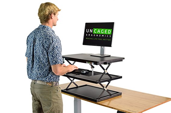 CHANGEdesk 2- Tall Ergonomic Laptop & Desktop Standing Desk Conversion   Height Adjustable Keyboard Tray. Cheap Easy Sit to Stand Up Computer Riser