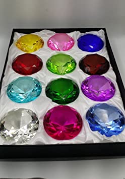 JKK SALE Crystal Diamond Set 12 Beautiful Birthstones Paperweight