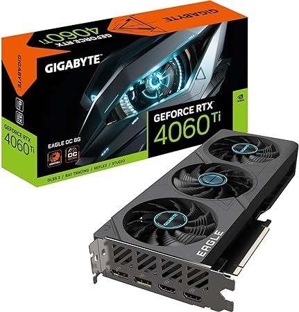 GIGABYTE GeForce RTX 4060 TI EAGLE OC 8GB Graphics Card - 8GB GDDR6 18Gbps 128bit, PCI-E 4.0, 2x DisplayPort 1.4, 2x HDMI 2.1a, NVIDIA DLSS 3, Supports 4K, Ada Lovelace Arch, GV-N406TEAGLE OC-8GD