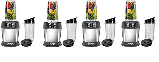 Ninja BL480D Nutri Ninja with 1000 Watt Auto-IQ Base for Juices, Shakes & Smoothies Personal Blender 18 and 24 oz. Black/Silver (Fоur Расk)
