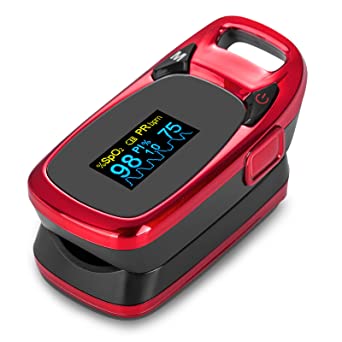 Finger Pulse Oximeter, Blood Oxygen Saturation Monitor for Pulse Rate, Heart Rate Monitor and SpO2 levels, NHS Approved UK, OLED Screen Display, Including Batteries and Lanyard