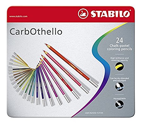 STABILO CarbOthello Metal Box of 24 colours - Chalk-pastel coloured pencil