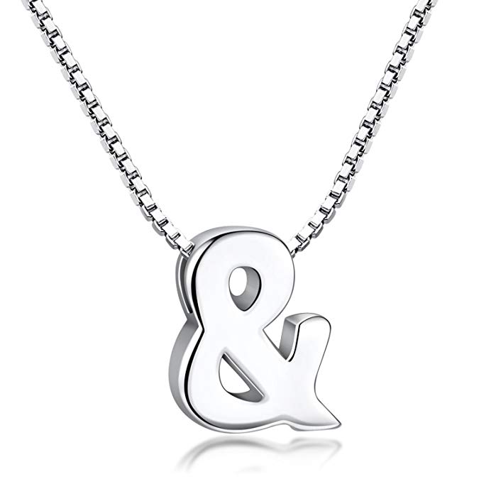 Candyfancy Initial Necklace 925 Sterling Silver Alphabet Personalized A-Z Letter Pendant Necklace for Women Girls