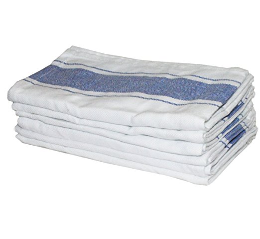 Kitchen Dish Towels, 6 Pack, Blue, Professional Grade, Super Absorbent, 100% Cotton, Vintage Stripe (Size: 20"x 28") by Pacific Linens (Blue)
