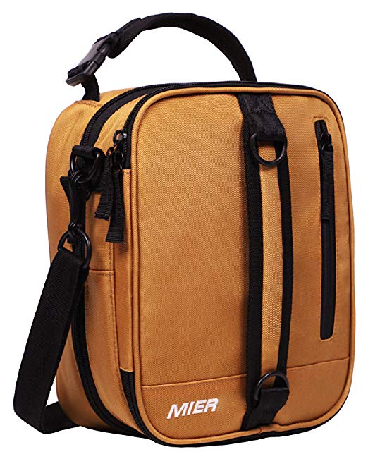 MIER Insulated Lunch Box Bag Expandable Lunch Pack for Men, Women and Kids, Dark golden