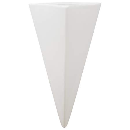 Rivet Modern Earthenware Triangular Wall Mount Vase, 8.75"H, White