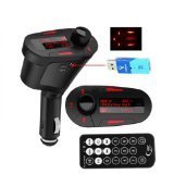 AMZDEAL Car Kit MP3 Player Wireless FM Transmitter Modulator USB SD MMC Slot Red LCD Display with Remote