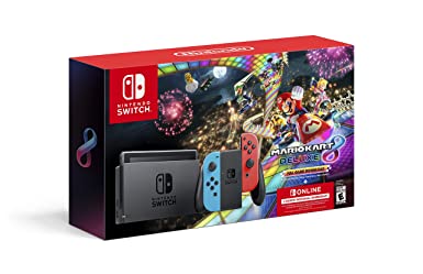 Nintendo Switch™ w/ Neon Blue & Neon Red Joy-Con™   Mario Kart™ 8 Deluxe (Full Game Download)   3 Month Nintendo Switch Online Individual Membership