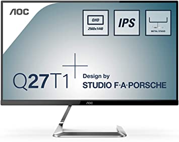 AOC Porsche Q27T1 27 Inch Widescreen IPS LED Silver Monitor (2560 x 1440/5ms/2xHDMI/DP/FreeSync) ,Black,Q27T1